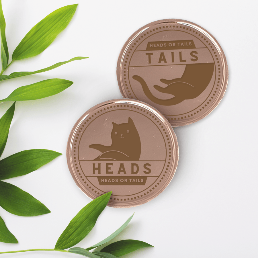 Cat Heads Or Tails Decision Coin: Metal Coin, Decision Maker, Unique Cat Gift