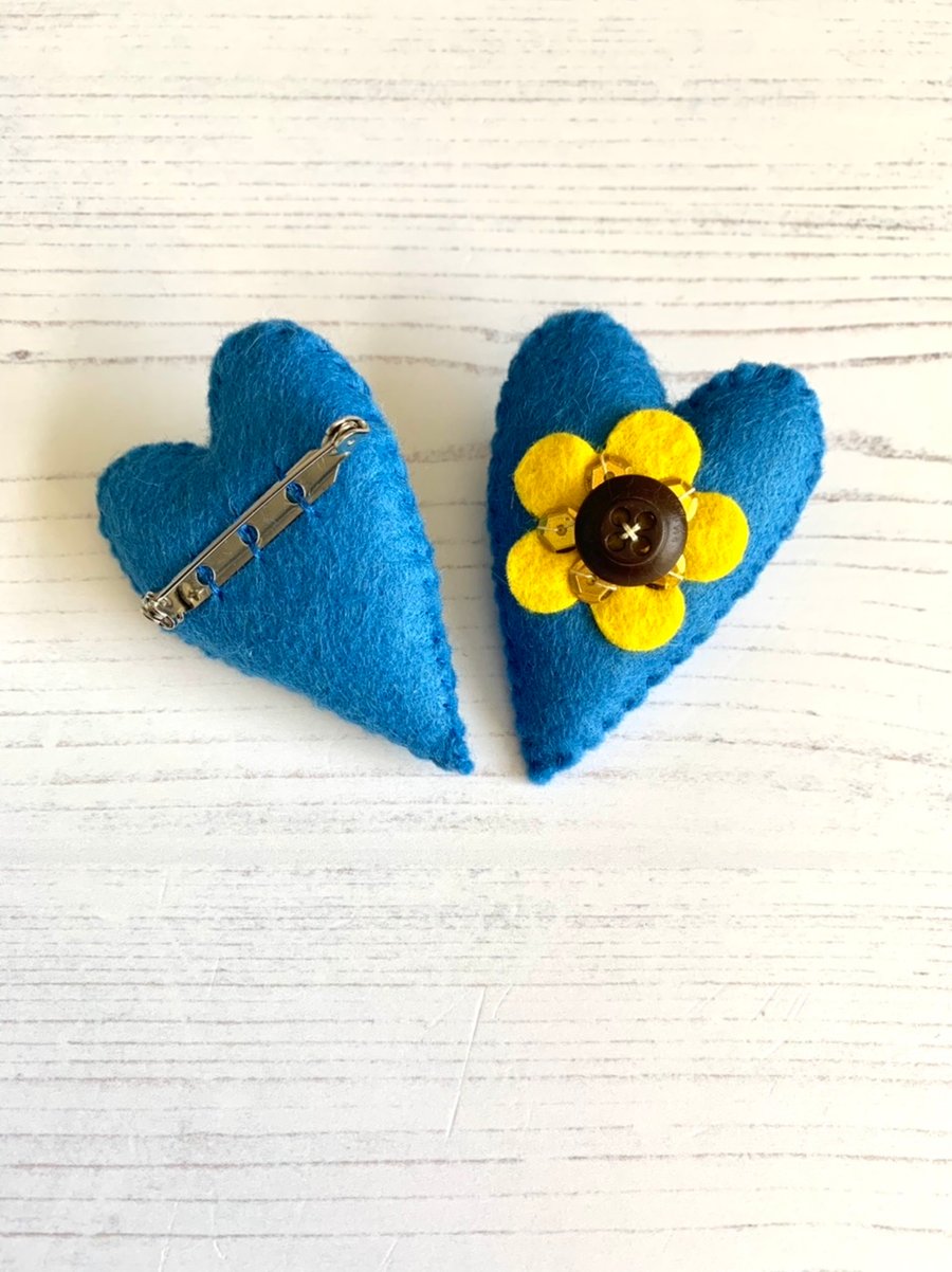 Heart & Sunflower Brooch 