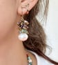 Romantic Pastel Gemstone Pearl Earrings - Image 5