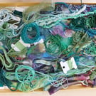 Textile Fabric Embroidery Collage Kit Green 