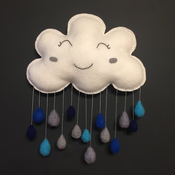 Cloud rain drops wall hanging
