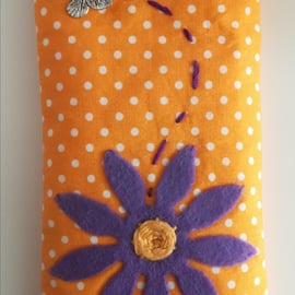 Glasses case - Yellow Polka Dots & Purple Sunflower