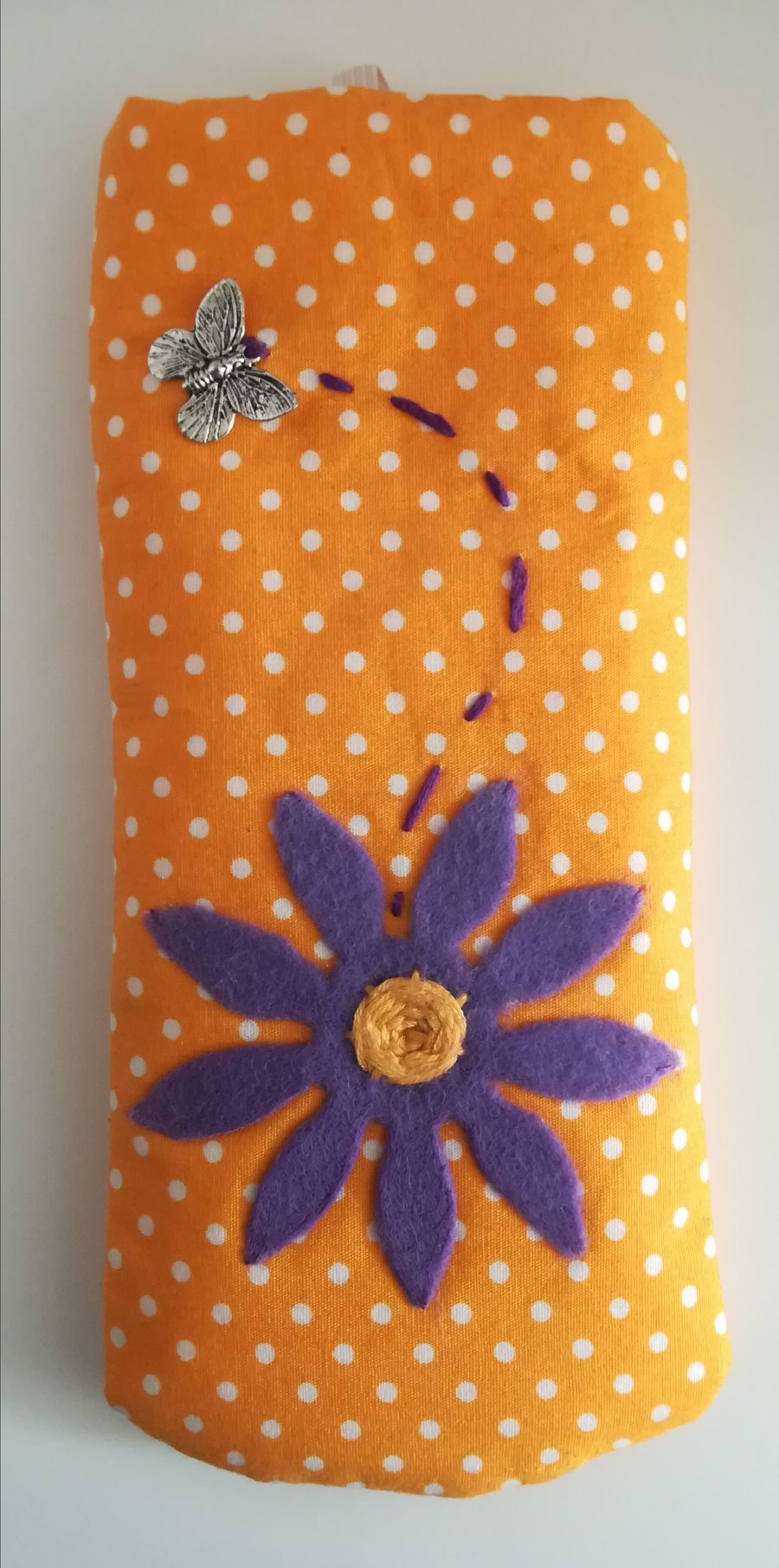 Glasses case - Yellow Polka Dots & Purple Sunflower