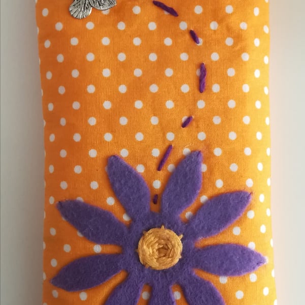 Glasses case - Yellow Polka Dots & Purple Sunflower
