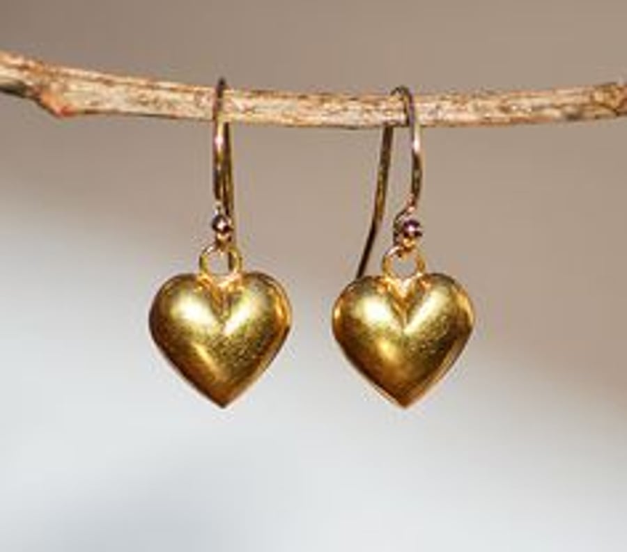 Gold Vermeil Heart Drop Earrings