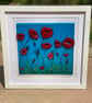 Poppies- fused glass framed art (made to order)  - Image 1