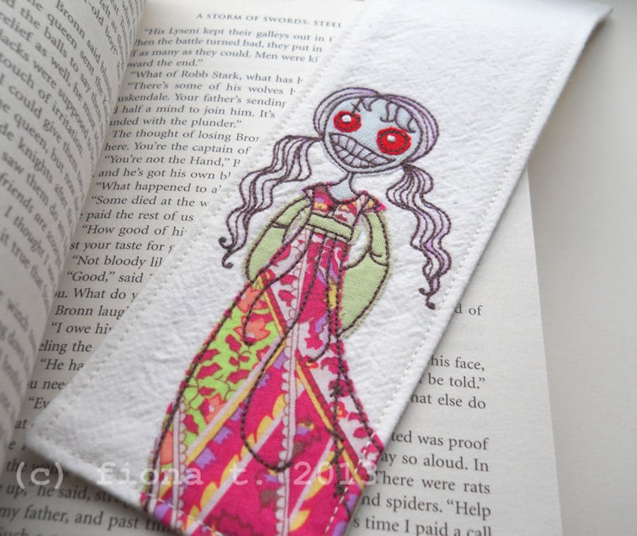 embroidered zombie bookmark