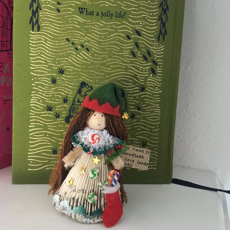 Elf Fairy Doll Christmas Decoration - Folded Book Art 