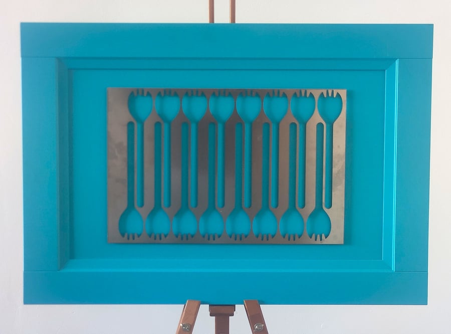 Sheffield Steel Spork Art Cyan