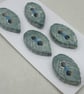 5 Small Leaf Shaped Sage Green Ceramic Buttons - Image 4
