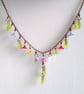 Antique Copper & Multicoloured Flower Garden 16 Inch Charm Necklace 