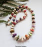 Statement Howlite & Wood Necklace Antique Copper Finish - Image 1