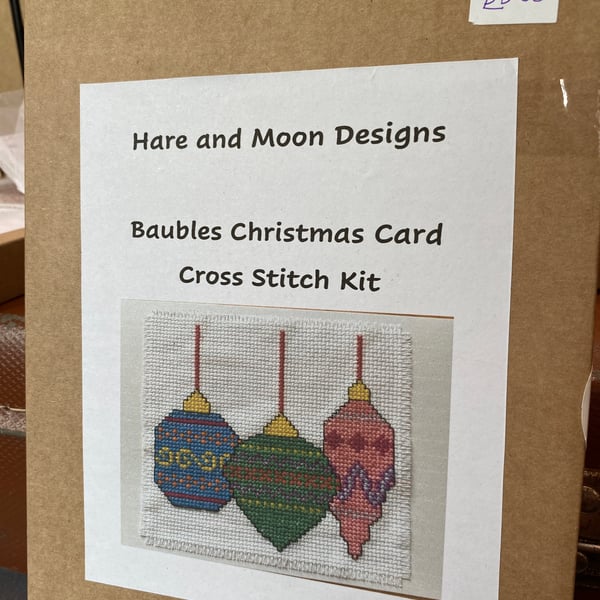 Cross stitch kit - Baubles Christmas card