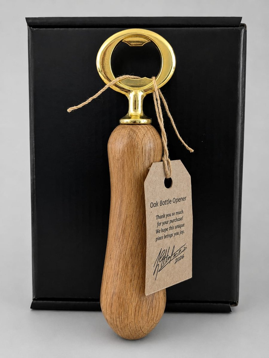 Handturned Oak bottle opener