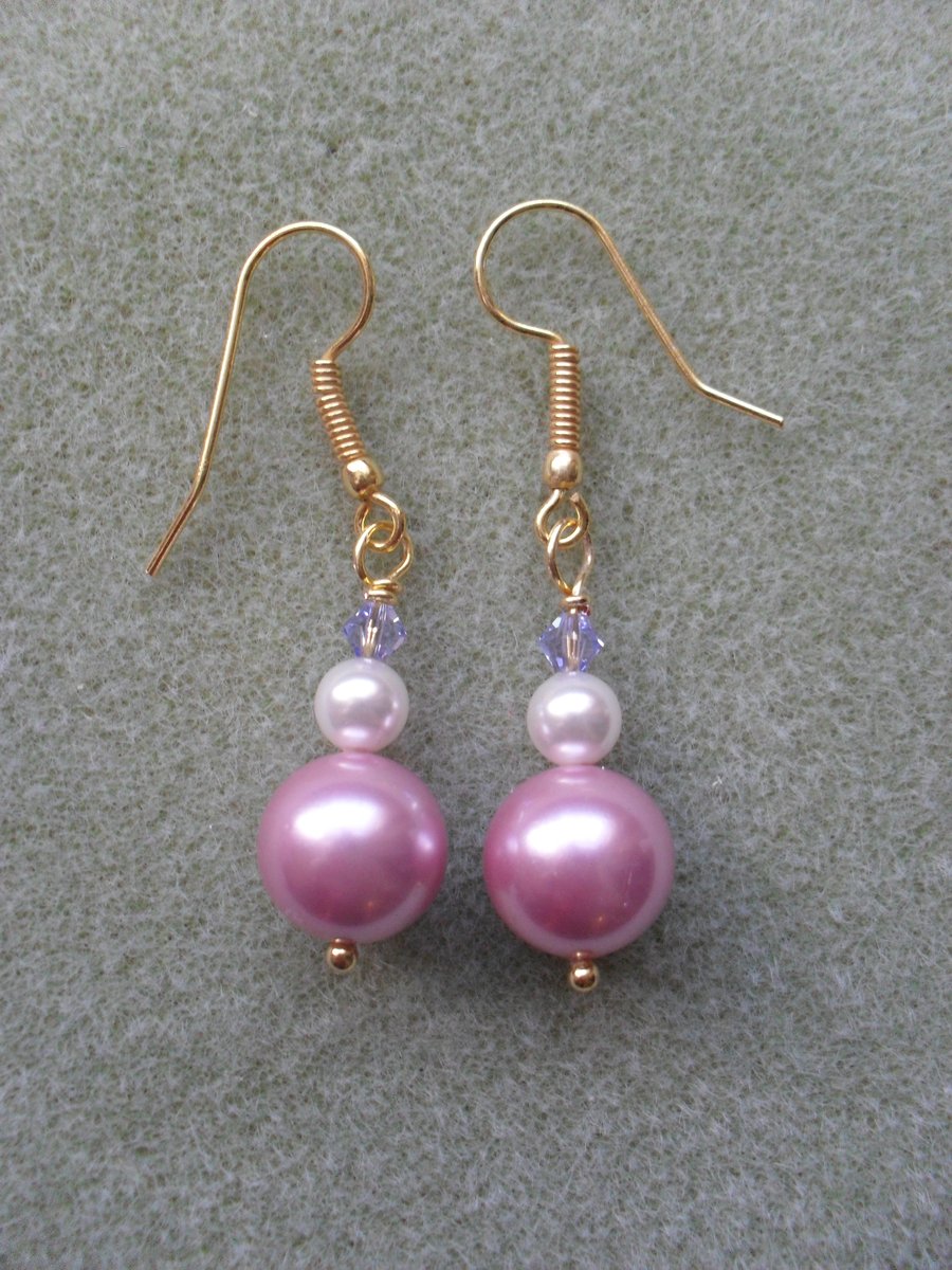 Shell Pearl and Crystal Earrings 