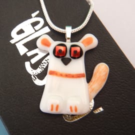 Handmade Fused Glass 'Doggy' Pendant