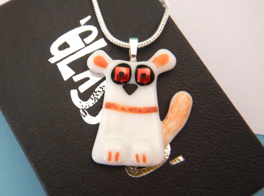 Handmade Fused Glass 'Doggy' Pendant