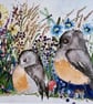 Mounted Whimsical Birds and Flowers in a Summer Field Watercolour Print - Image 2