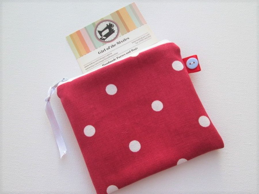 SALE Red Spotty  Coin Purse