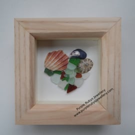 Heart of Cornwall Sea Glass, Sea Shells Art P179