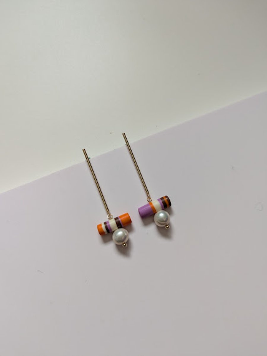 Handmade Polymer Clay Earrings - Retro Mod Drops