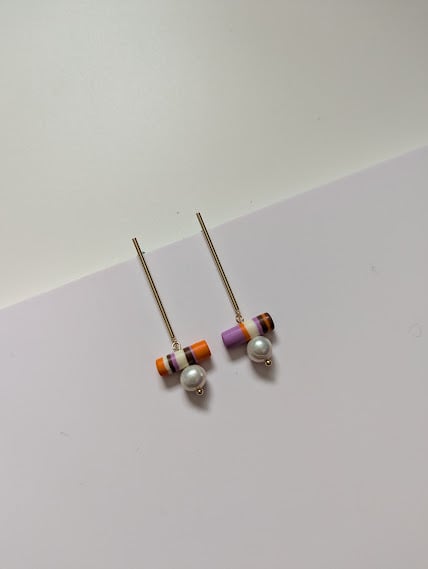 Handmade Polymer Clay Earrings - Retro Mod Drops