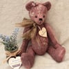 Hand embroidered artist bear.One of a kind collectable teddy bear, hand dyed 