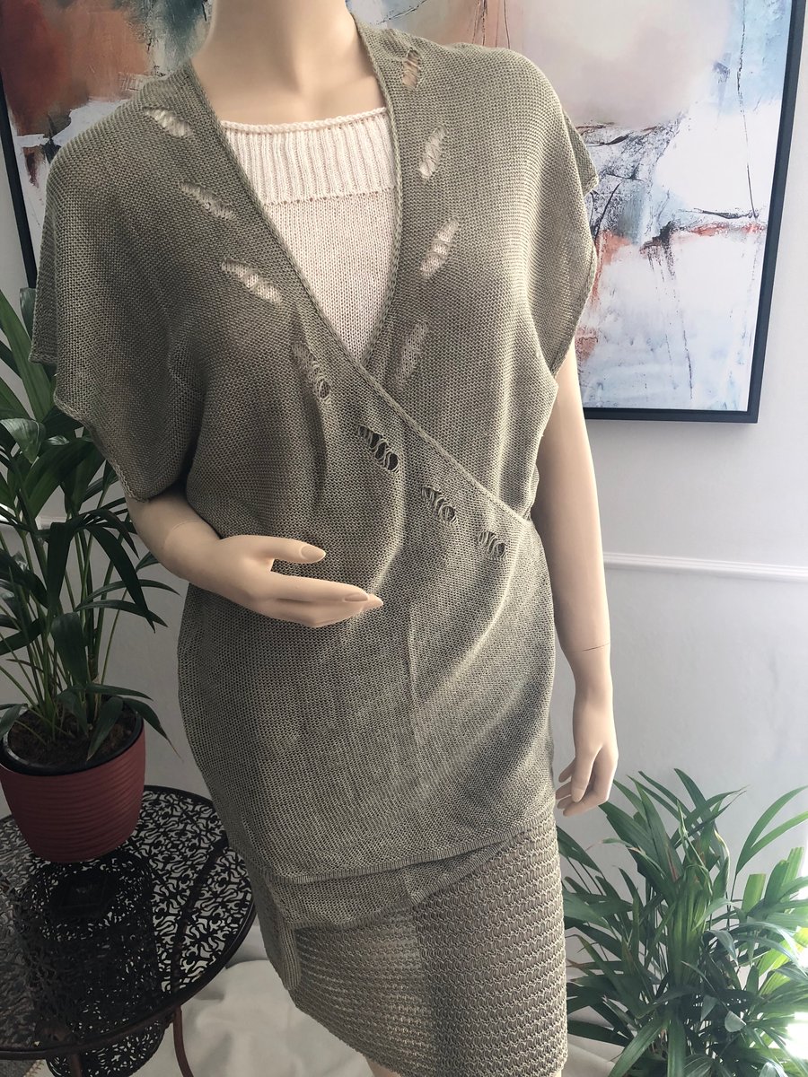 Linen-mix lacy over-top