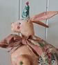 Wall mounted leaping hare with carrot textile art - Image 2