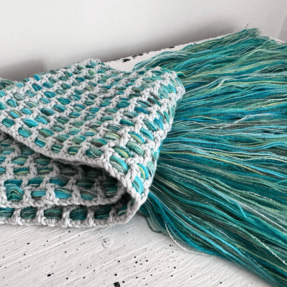 Unique Handmade Scarf in Turquoise.