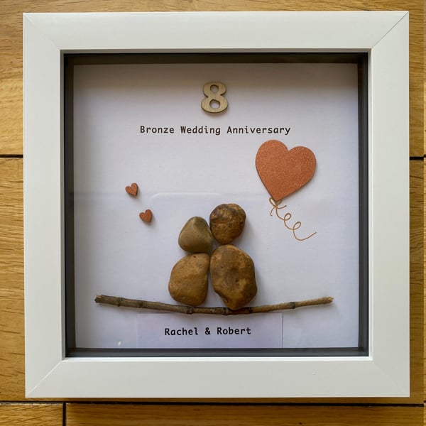 Bronze Wedding Anniversary Gift, 8th Wedding Anniversary Gift, Pebble Artwork, 1