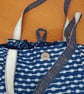 Indian block print shoulder bag: indigo stripes  - Image 5
