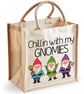 Chillin With My Gnomies Midi Jute Shopper Lunch Bag Hilarious Garden Gardener  - Image 2