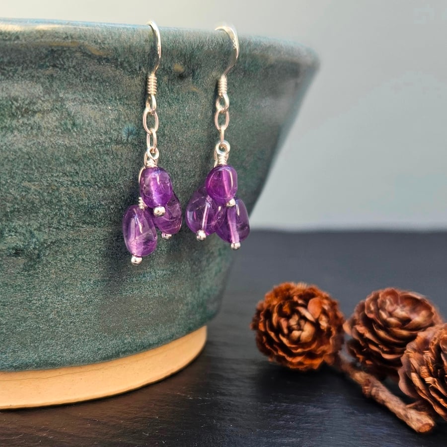 Amethyst and sterling silver earrings
