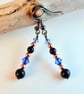 Blue Goldstone Earrings With Swarovski 'Sapphire' Crystals and Copper Beads. - Image 4