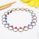 Jewel Beaded Ring Stitch Markers - Rainbow Jewel - Pack of 20