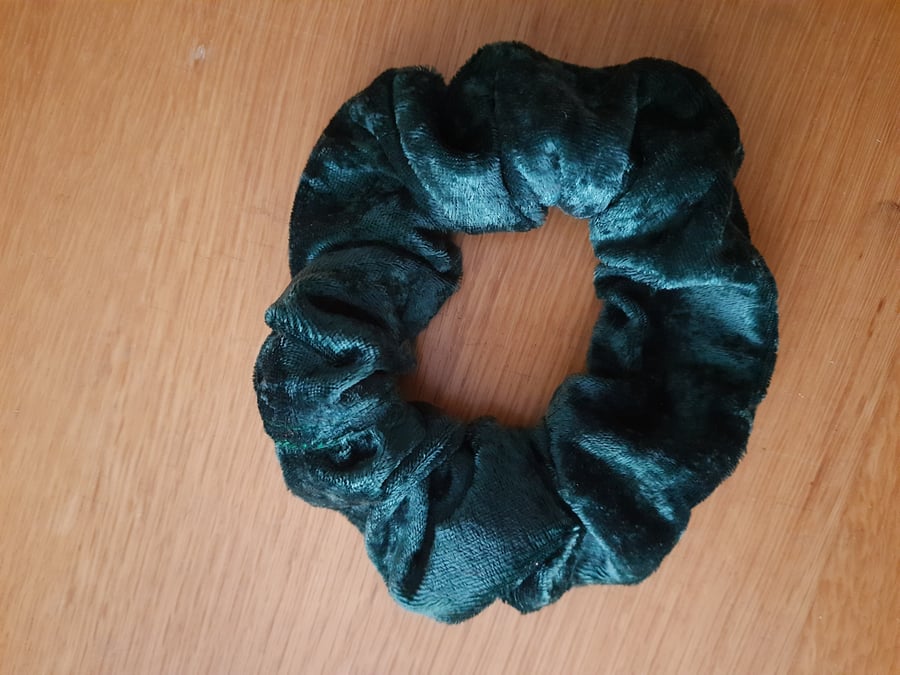 Velvet Hair Scrunchie - forest green