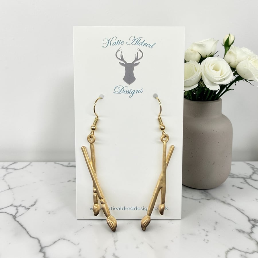 Charm Earrings - Gold Artists Brushes 