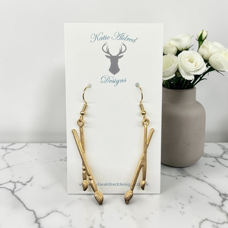 Charm Earrings - Gold Artists Brushes 