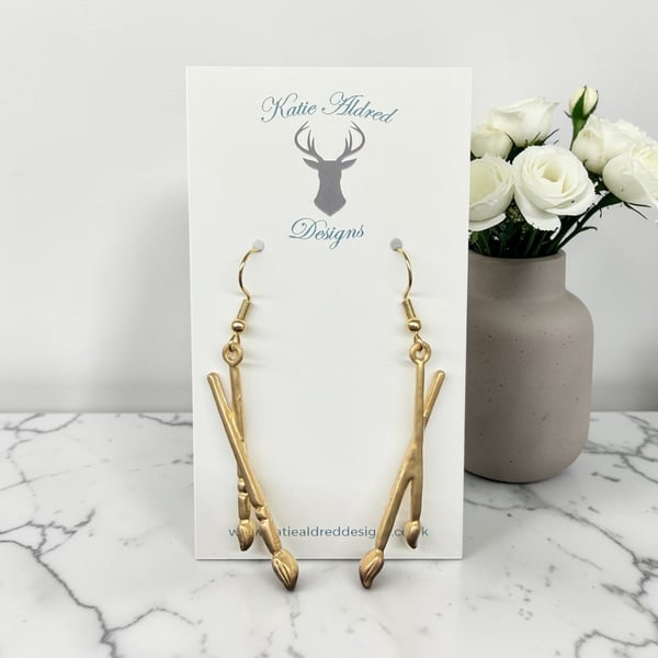 Charm Earrings - Gold Artists Brushes 