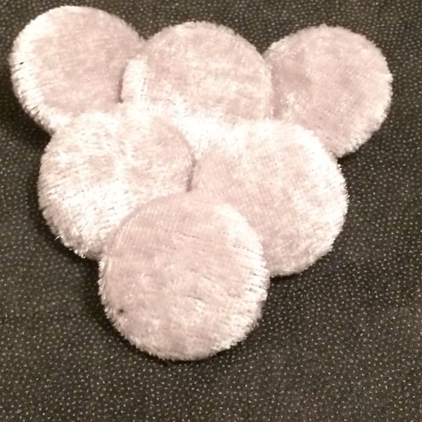 Silver Crushed Velvet, Fabric Covered Buttons - Various Button & Pack Sizes
