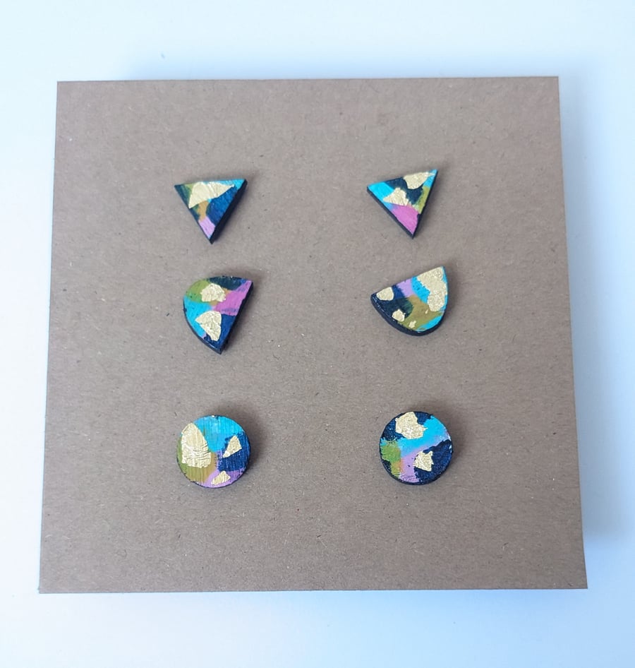 Colourful Geometric Stud Earrings (The Croft earrings)
