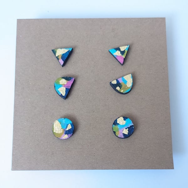 Colourful Geometric Stud Earrings (The Croft earrings)