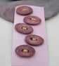 5 Small Oval Damson Purple Ceramic Buttons - Image 1