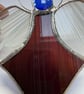 Stained Glass Heart Angel - Deep maroon with white striped wings - Image 7