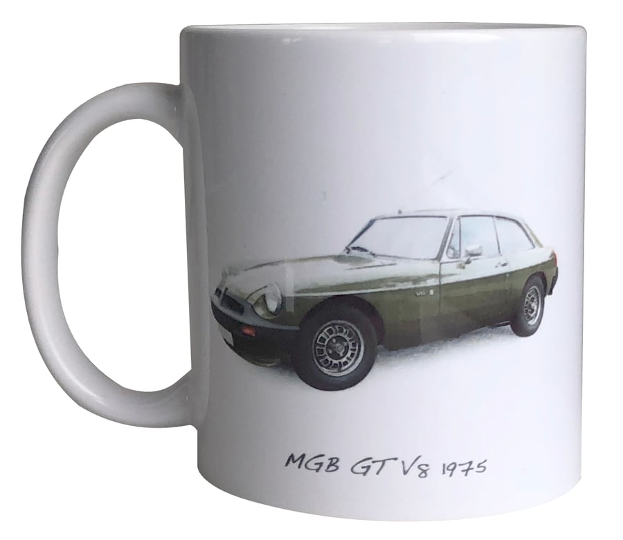 MGB GT V8 1975 (Green) - 11oz Ceramic Mug - Single or Set of Four