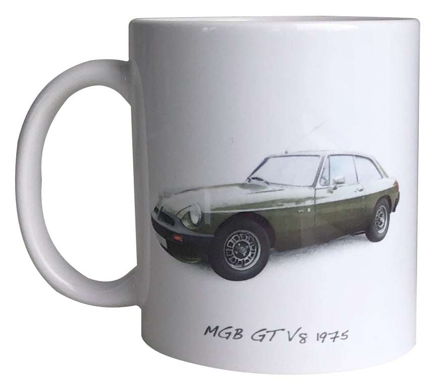 MGB GT V8 1975 (Green) - 11oz Ceramic Mug - Single, Pair or Set of Four