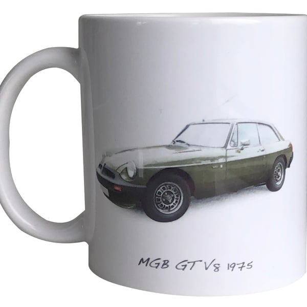 MGB GT V8 1975 (Green) - 11oz Ceramic Mug - Single or Set of Four