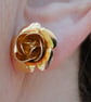 Pretty Gold coloured Rose design earrings. Great present. Metal. - Image 1