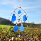 Blue and peach glass sun catcher